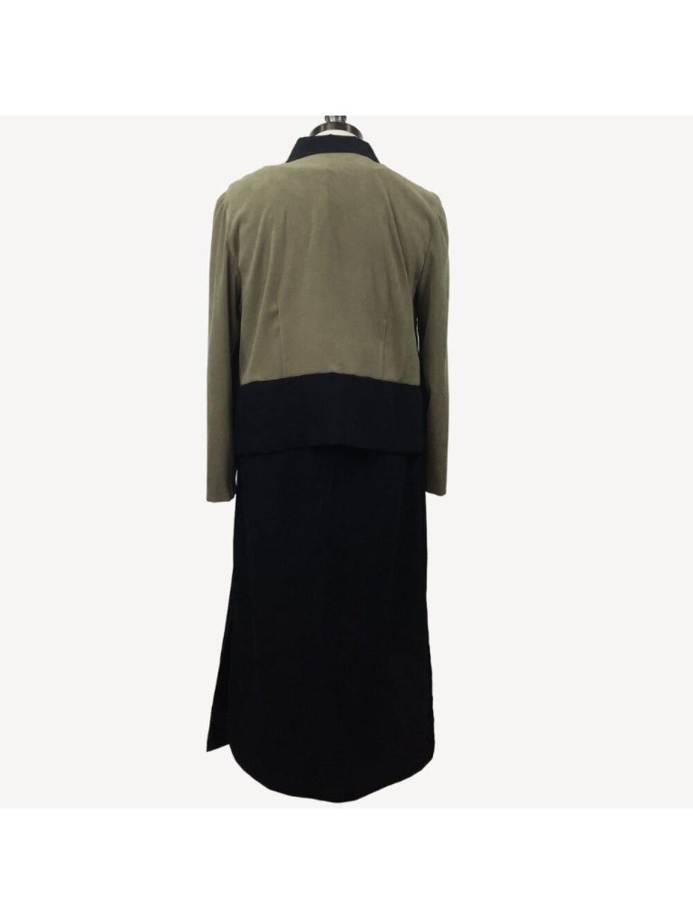 Vintage Lady Dorby Women 2 Pc Set Black Dress Green Jacket Stamped Leaf Size 16W - Picture 7 of 16